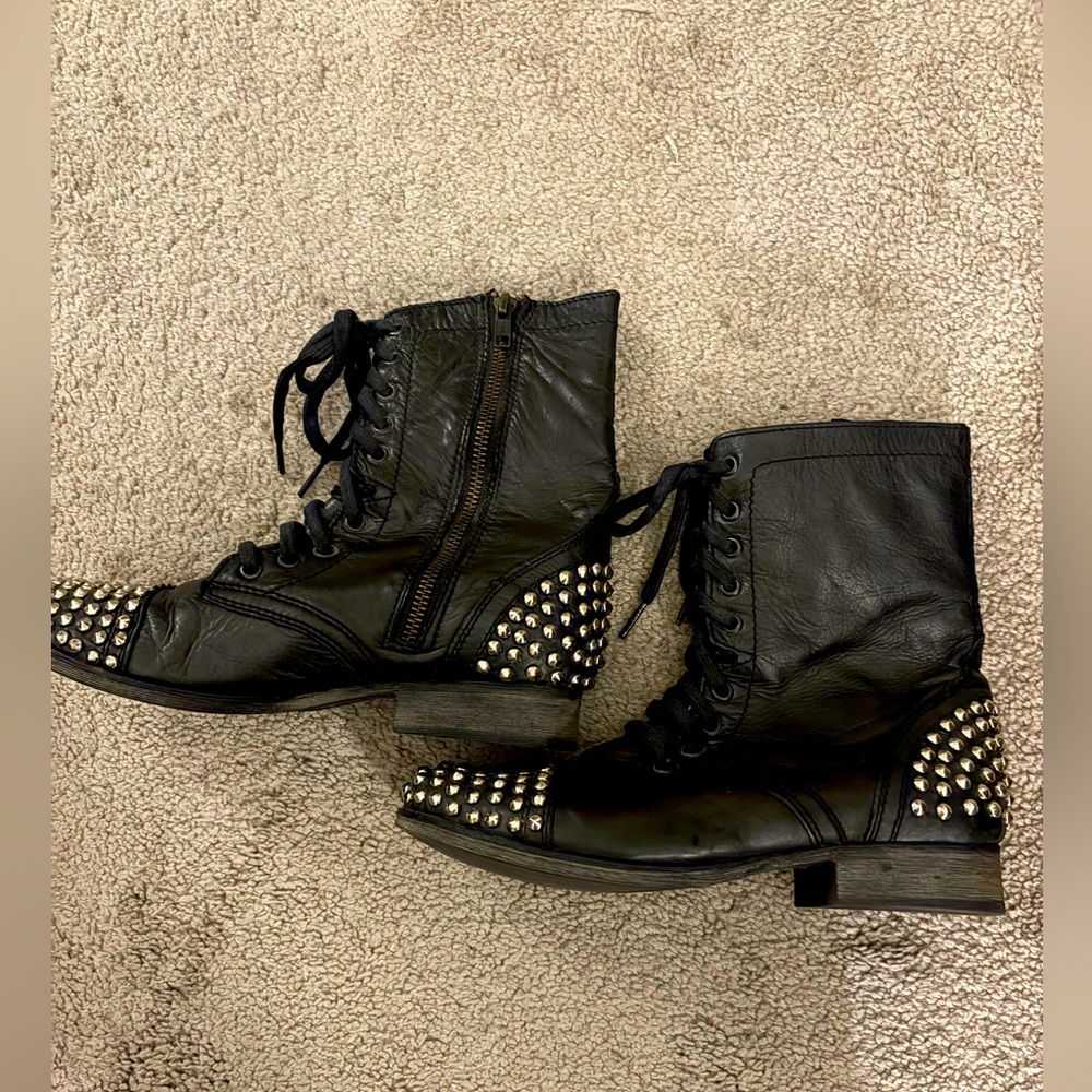 Black Steve Madden studded ankle boots
